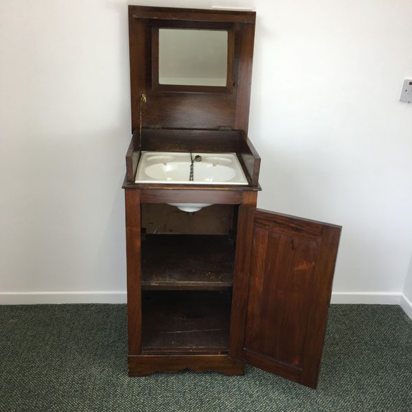 Victorian ship cabin washstand with ceramic bowl