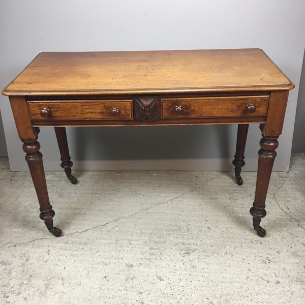 19th Century mahogany side table with carved front and 2 frieze drawers