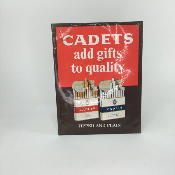 Cadets cigarette advertising retail showcard