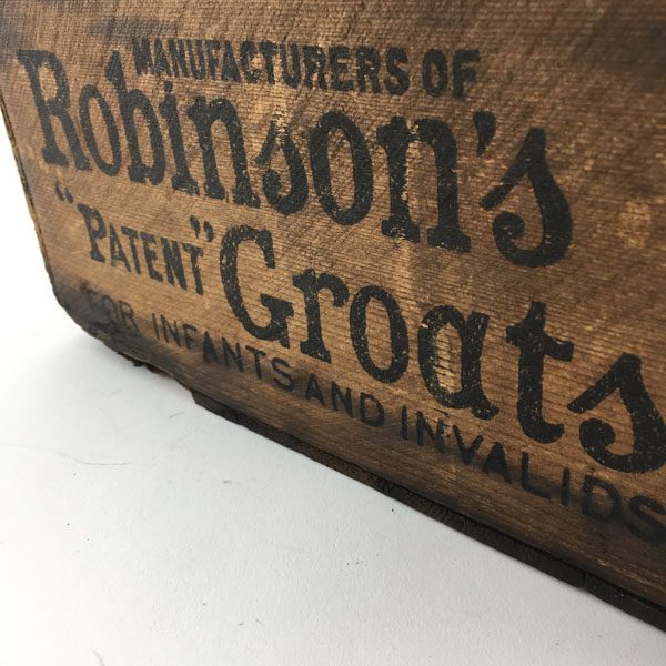Keens Mustard and Robinsons Groats wooden crate