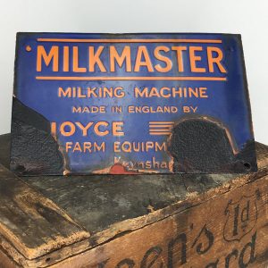 1930's enamel sign from a Milkmaster milking machine