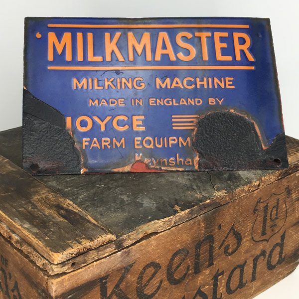 1930's enamel sign from a Milkmaster milking machine