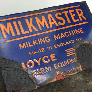 1930's enamel sign from a Milkmaster milking machine