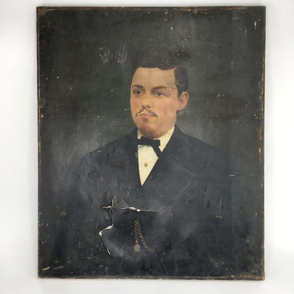 Antique overpainted portrait of a gentleman with a moustache